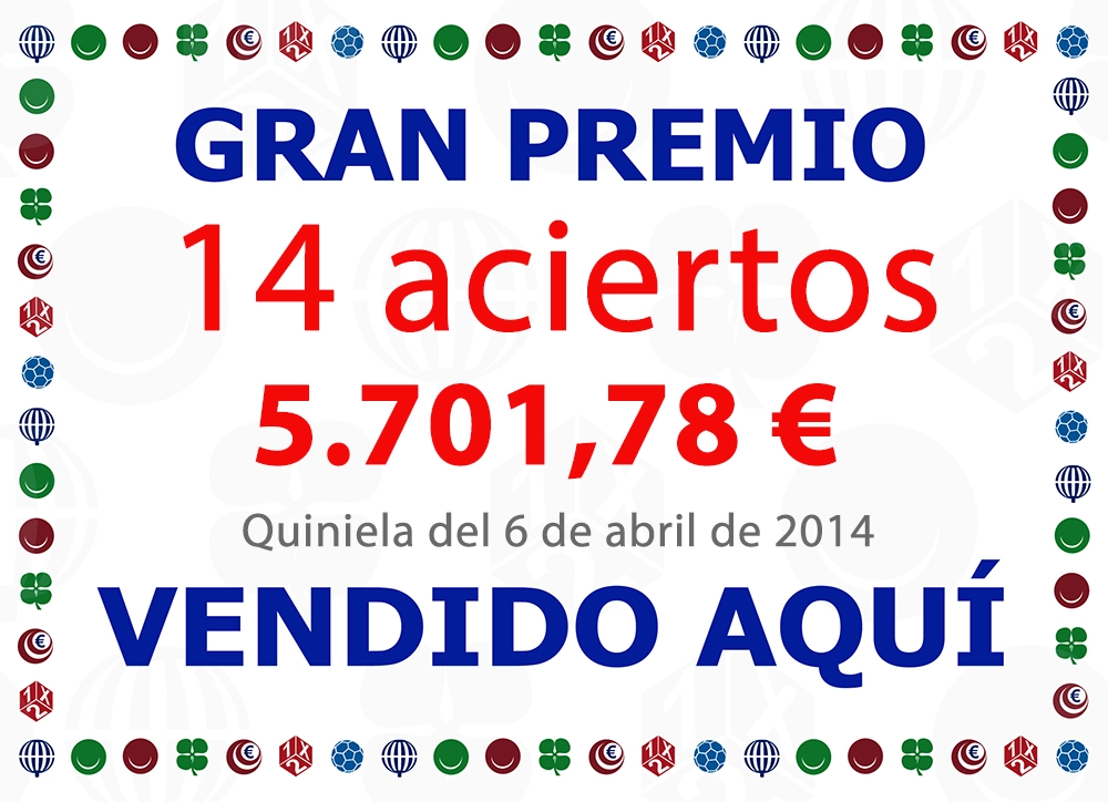 Premio de la Quiniela repartido por loterías y papelería Conchi.