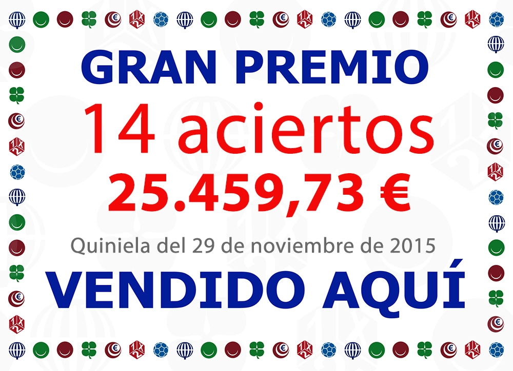 Premio de la Quiniela repartido por loterías y papelería Conchi.