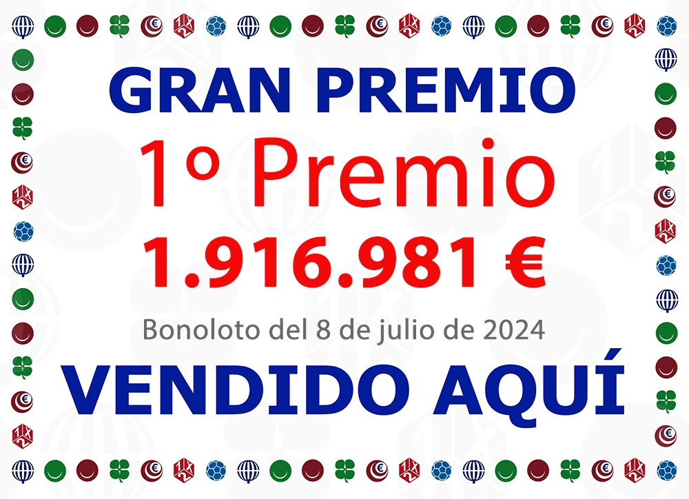 Premio de la Bonoloto repartido por loterías y papelería Conchi.